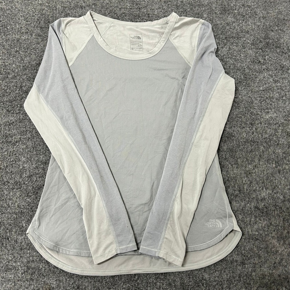 The North Face Shirt Womens Size M Grey FlashDry Long Sleeve Athletic Hiking